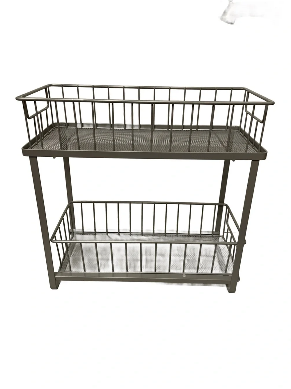 Brightroom Two-Tier Metal Storage Basket Shelf in Gray - Maximize Storage Space